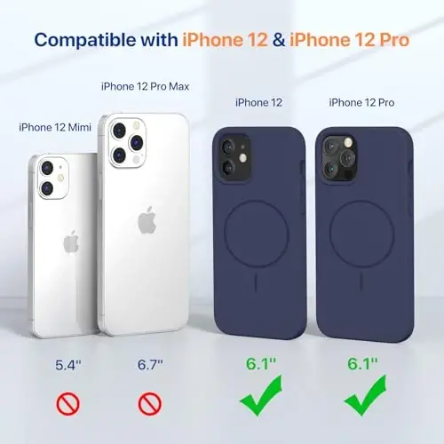 Miracase Magnetic for iPhone 12 Case/iPhone 12 Pro Case, [Soft Anti-Scratch Microfiber Lining], Compatible with MagSafe, Liquid Silicone Shockproof Drop Protection Phone Case for 12/12 Pro,Dark Blue - MIRACASE (1)