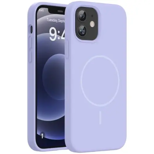 miracase Magnetic for iPhone 12 Case/iPhone 12 Pro Case, [Soft Anti-Scratch Microfiber Lining], Compatible with MagSafe, Liquid Silicone Shockproof Drop Protection Phone Case for 12/12 Pro,Violet - 1