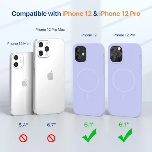 miracase Magnetic for iPhone 12 Case/iPhone 12 Pro Case, [Soft Anti-Scratch Microfiber Lining], Compatible with MagSafe, Liquid Silicone Shockproof Drop Protection Phone Case for 12/12 Pro,Violet - MIRACASE (1)