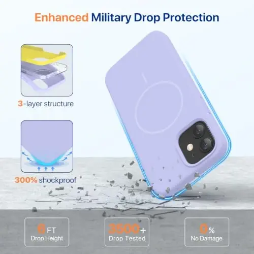 miracase Magnetic for iPhone 12 Case/iPhone 12 Pro Case, [Soft Anti-Scratch Microfiber Lining], Compatible with MagSafe, Liquid Silicone Shockproof Drop Protection Phone Case for 12/12 Pro,Violet - 4