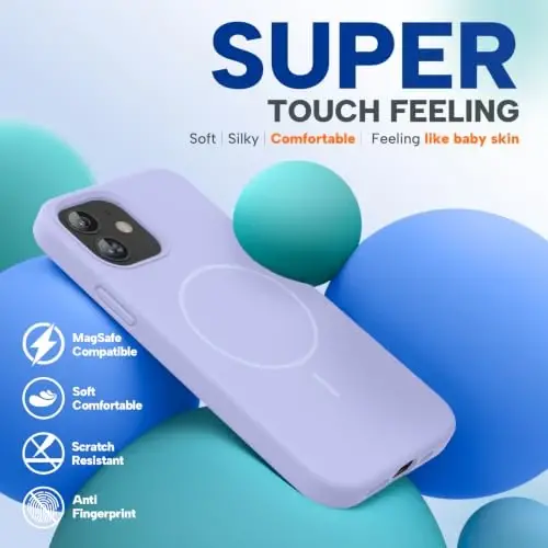 miracase Magnetic for iPhone 12 Case/iPhone 12 Pro Case, [Soft Anti-Scratch Microfiber Lining], Compatible with MagSafe, Liquid Silicone Shockproof Drop Protection Phone Case for 12/12 Pro,Violet - 5