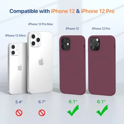 miracase Magnetic for iPhone 12 Case/iPhone 12 Pro Case, [Soft Anti-Scratch Microfiber Lining], Compatible with MagSafe, Liquid Silicone Shockproof Drop Protection Phone Case for 12/12 Pro,Wine Red - MIRACASE (1)