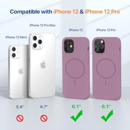 Miracase Magnetic for iPhone 12 Case/iPhone 12 Pro Case, [Soft Anti-Scratch Microfiber Lining], Compatible with MagSafe,Liquid Silicone Shockproof Drop Protection Phone Case for 12/12 Pro,Blackcurrant - MIRACASE (1)