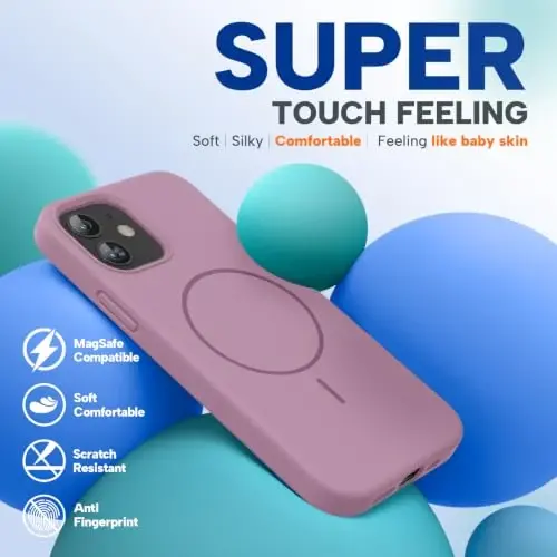 Miracase Magnetic for iPhone 12 Case/iPhone 12 Pro Case, [Soft Anti-Scratch Microfiber Lining], Compatible with MagSafe,Liquid Silicone Shockproof Drop Protection Phone Case for 12/12 Pro,Blackcurrant - 5