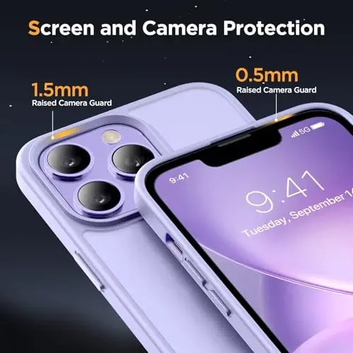 Miracase Magnetic for iPhone 12/12 Pro Case (Compatible with MagSafe) Military-Grade Protection, Anti-Fingerprint Translucent Matte Phone Cover for iPhone 12/12 Pro Case 6.1 inch, Light Purple - 4