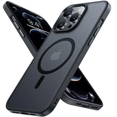 Miracase Magnetic for iPhone 12/12 Pro Case (Compatible with MagSafe) Military-Grade Protection, Shockproof, Anti-Fingerprint Translucent Matte Phone Cover for iPhone 12/12 Pro Case 6.1 inch, Black 