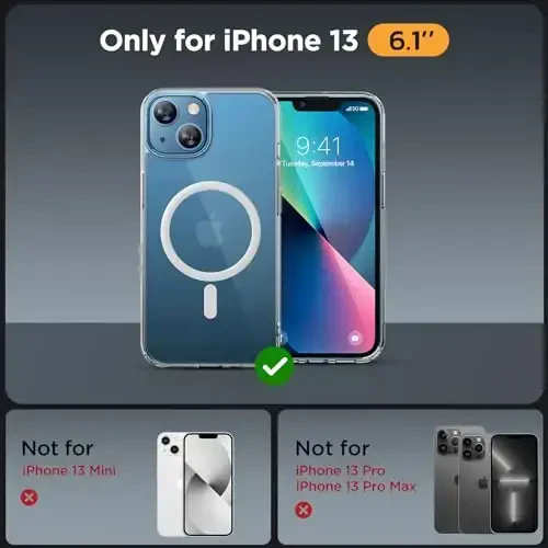 Miracase Magnetic for iPhone 13 Case 6.1 inch (Compatible with MagSafe)（with 2X Screen Protectors） Military-Grade Protection, Anti-Fingerprint Translucent Matte Phone Case Cover, Clear - 2