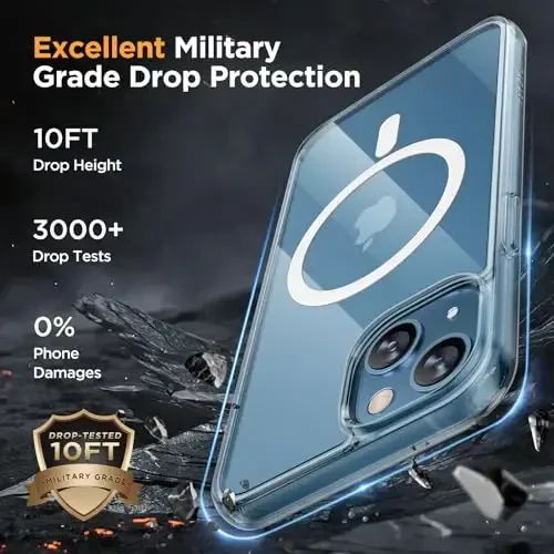 Miracase Magnetic for iPhone 13 Case 6.1 inch (Compatible with MagSafe)（with 2X Screen Protectors） Military-Grade Protection, Anti-Fingerprint Translucent Matte Phone Case Cover, Clear - 6