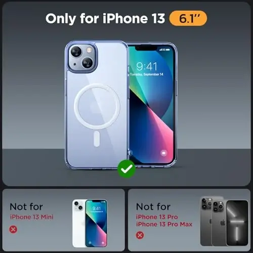 Miracase Magnetic for iPhone 13 Case 6.1 inch (Compatible with MagSafe)(with 2X Screen Protectors) Military-Grade Protection, Anti-Fingerprint Translucent Matte Phone Case Cover, Clear Blue - 2