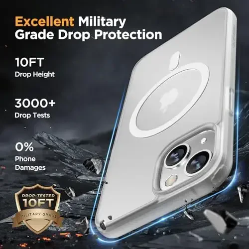 Miracase Magnetic for iPhone 13 Case 6.1 inch (MagSafe bilan mos) (2X ekran himoyachilari bilan) Harbiy darajadagi himoya, barmoq izlariga qarshi yarim shaffof matli telefon qopqog'i, sovuq tiniq - 6