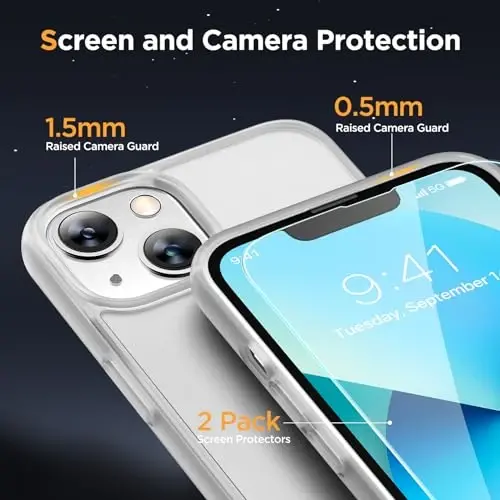 Miracase Magnetic for iPhone 13 Case 6.1 inch (MagSafe bilan mos) (2X ekran himoyachilari bilan) Harbiy darajadagi himoya, barmoq izlariga qarshi yarim shaffof matli telefon qopqog'i, sovuq tiniq - 5