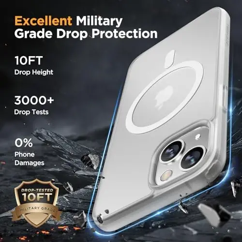 Miracase Magnetic for iPhone 13 Case 6.1 inch (MagSafe bilan mos) (2X ekran himoyachilari bilan) Harbiy darajadagi himoya, barmoq izlariga qarshi yarim shaffof matli telefon qopqog'i, sovuq tiniq - 6