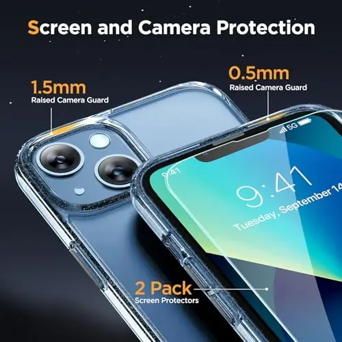 Miracase Magnetic for iPhone 13 Case 6.1 inch (MagSafe bilan mos) (2X ekran himoyachilari bilan) Harbiy darajadagi himoya, barmoq izlariga qarshi yarim shaffof matli telefon qutisi qopqog'i, yaltiroq tiniq - 5