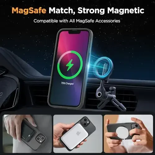Miracase Magnetic for iPhone 13 Case 6.1 inch (MagSafe bilan mos) (2X ekran himoyachisi bilan) Harbiy darajadagi himoya, barmoq izlariga qarshi yarim shaffof matli telefon qutisi, qora - 3