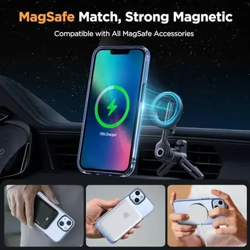 Miracase Magnetic for iPhone 13 Case 6.1 inch (MagSafe bilan mos)（2X ekran himoyachilari bilan） Harbiy darajadagi himoya, barmoq izlariga qarshi yarim shaffof matli telefon qutisi qopqog'i, toza ko'k - 3