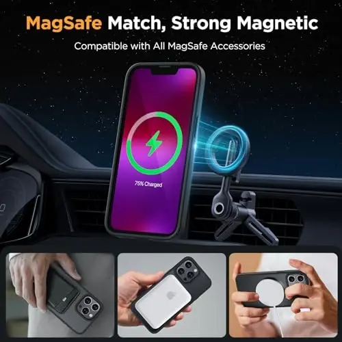 Miracase Magnetic for iPhone 13 Pro Case 6.1 inch (Compatible with MagSafe)(with 2X Screen Protectors) Military-Grade Protection, Anti-Fingerprint Translucent Matte Phone Case Cover, Black - 3