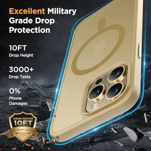 Miracase Magnetic for iPhone 13 Pro Case 6.1 inch (MagSafe bilan mos keladi) (2X ekran himoyachilari bilan) Harbiy darajadagi himoya, barmoq izlariga qarshi yarim shaffof matli telefon qopqog'i, och sariq - 5