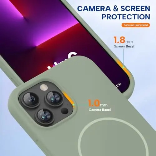 Miracase Magnetic for iPhone 13 Pro Case, [Soft Anti-Scratch Microfiber Lining], Compatible with MagSafe, Liquid Silicone Shockproof Drop Protection Phone Case for 13 Pro, Patina Green - 4