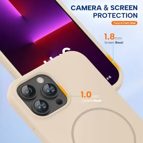 Miracase Magnetic for iPhone 13 Pro Case, [Soft Anti-Scratch Microfiber Lining], Compatible with MagSafe, Liquid Silicone Shockproof Drop Protection Phone Case for 13 Pro, Sand - 4