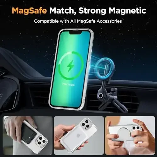 Miracase Magnetic for iPhone 13 Pro Max Case 6.7 inch (MagSafe bilan mos) (2X ekran himoyachilari bilan) Harbiy darajadagi himoya, barmoq izlariga qarshi yarim shaffof matli telefon qutisi qopqog'i, tiniq - 3