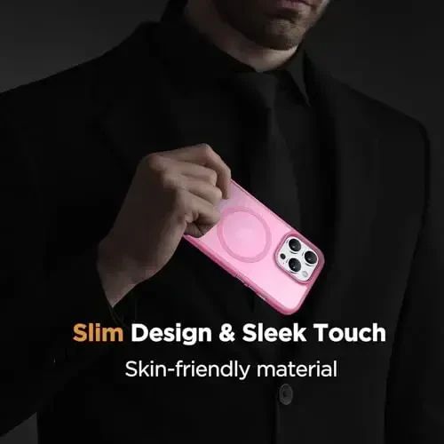 Miracase Magnetic for iPhone 13 Pro Max Case 6.7 inch (MagSafe bilan mos) (2X ekran himoyachisi bilan) Harbiy darajadagi himoya, barmoq izlariga qarshi yarim shaffof mat telefon qopqog'i, Mes Pink - 7