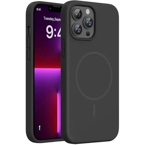 Miracase Magnetic for iPhone 13 Pro Max Case, [Soft Anti-Scratch Microfiber Lining], Compatible with MagSafe, Liquid Silicone Shockproof Drop Protection Phone Case for 13 Pro Max, Black - MIRACASE