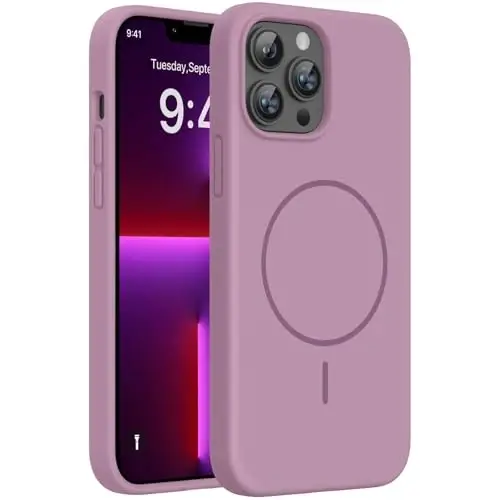 Miracase Magnetic for iPhone 13 Pro Max Case, [Soft Anti-Scratch Microfiber Lining], Compatible with MagSafe, Liquid Silicone Shockproof Drop Protection Phone Case for 13 Pro Max, Blackcurrant 