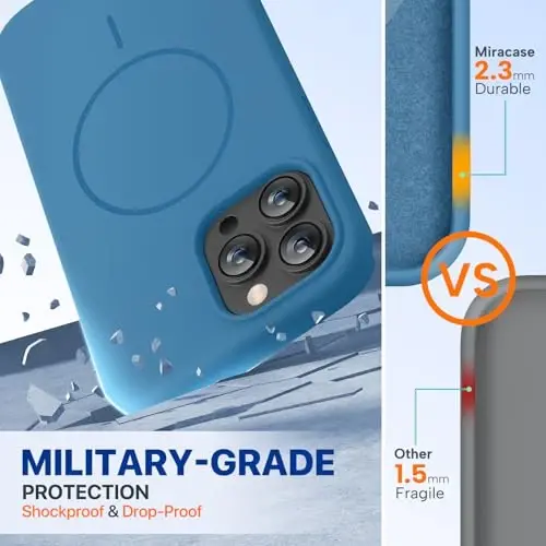 Miracase Magnetic for iPhone 13 Pro Max Case, [Soft Anti-Scratch Microfiber Lining], Compatible with MagSafe, Liquid Silicone Shockproof Drop Protection Phone Case for 13 Pro Max, Capri Blue - 3