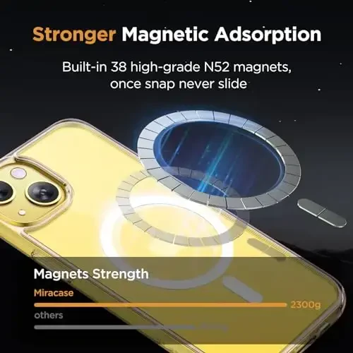 Miracase Magnetic for iPhone 14 Case 6.1 inch (Compatible with MagSafe)(with 2X Screen Protectors) Military-Grade Protection, Anti-Fingerprint Translucent Matte Phone Case Cover, Clear - 4