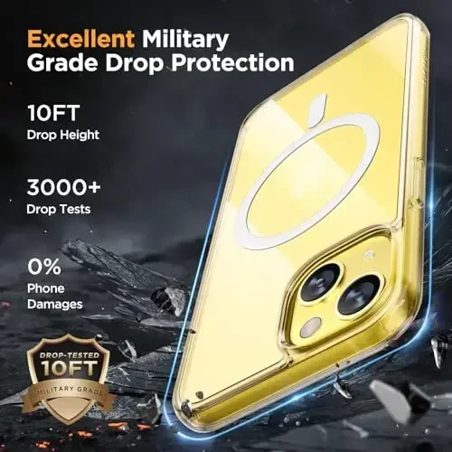 Miracase Magnetic for iPhone 14 Case 6.1 inch (Compatible with MagSafe)(with 2X Screen Protectors) Military-Grade Protection, Anti-Fingerprint Translucent Matte Phone Case Cover, Clear - 5