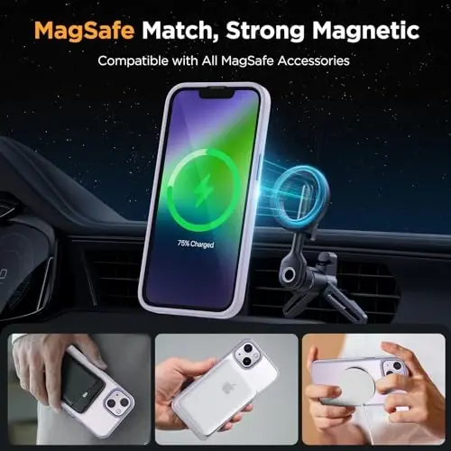 Miracase Magnetic for iPhone 14 Case 6.1 inch (Compatible with MagSafe)(with 2X Screen Protectors) Military-Grade Protection, Anti-Fingerprint Translucent Matte Phone Case Cover, Light Purple - 3