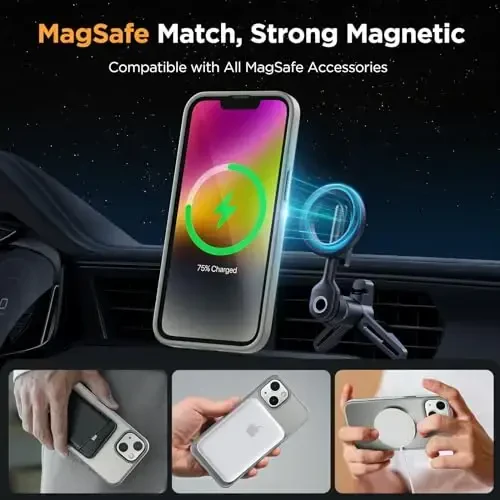 Miracase Magnetic for iPhone 14 Case 6.1 inch (MagSafe bilan mos) (2X ekran himoyachisi bilan) Harbiy darajadagi himoya, barmoq izlariga qarshi yarim shaffof mat telefon qopqog'i, kulrang - 3