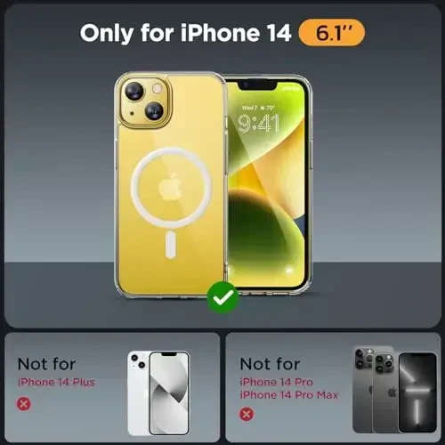 Miracase Magnetic for iPhone 14 Case 6.1 inch (MagSafe bilan mos) (2X ekran himoyachisi bilan) Harbiy darajadagi himoya, barmoq izlariga qarshi yarim shaffof mat telefon qopqog'i, tiniq - MIRACASE (1)