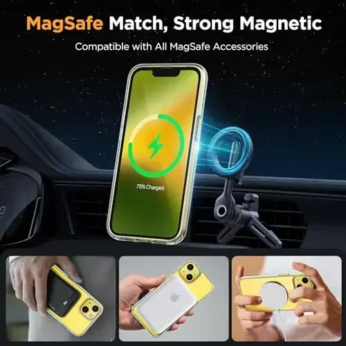 Miracase Magnetic for iPhone 14 Case 6.1 inch (MagSafe bilan mos) (2X ekran himoyachisi bilan) Harbiy darajadagi himoya, barmoq izlariga qarshi yarim shaffof mat telefon qopqog'i, tiniq - 3