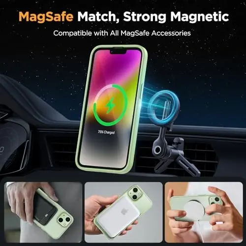 Miracase Magnetic for iPhone 14 Case 6.1 inch (MagSafe bilan mos keladi) (2X ekran himoyachisi bilan) Harbiy darajadagi himoya, barmoq izlariga qarshi yarim shaffof matli telefon qopqog'i, qora - 3