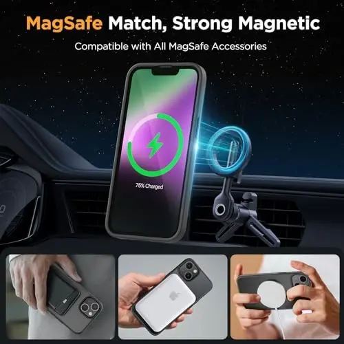 Miracase Magnetic for iPhone 14 Plus Case 6.7 inch (MagSafe bilan mos) (2X ekran himoyachisi bilan) Harbiy darajadagi himoya, barmoq izlariga qarshi yarim shaffof matli telefon qutisi qopqog'i, qora - 3