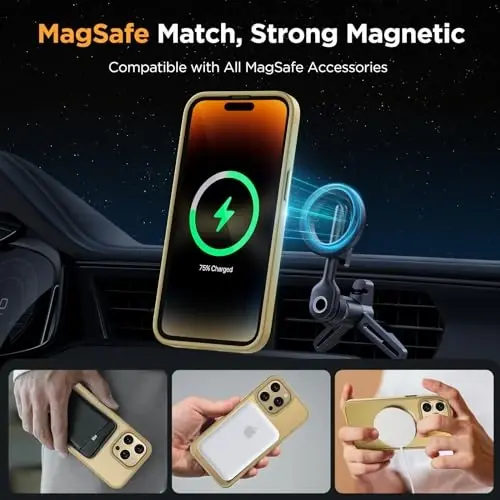 Miracase Magnetic for iPhone 14 Pro Case 6.1 inch (MagSafe bilan mos) (2X ekran himoyachisi bilan) Harbiy darajadagi himoya, barmoq izlariga qarshi yarim shaffof mat telefon qopqog'i, och sariq - 3