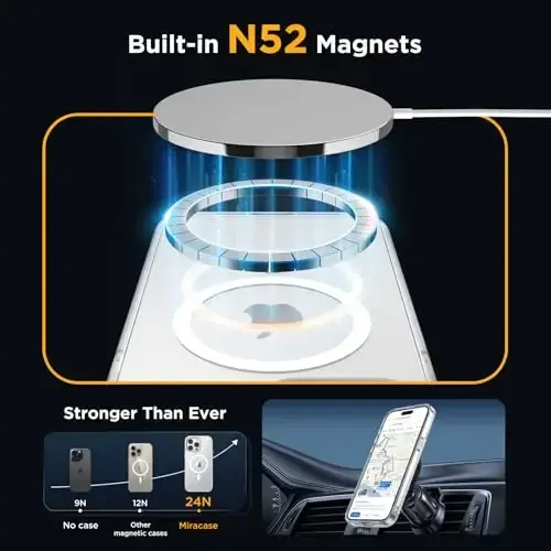 Miracase Magnetic for iPhone 14 Pro Case with Screen Protector, Compatible with MagSafe Accessories [Not-Yellowing], Shockproof Slim Phone Case for iPhone 14 Pro, Clear Magnetic - 2