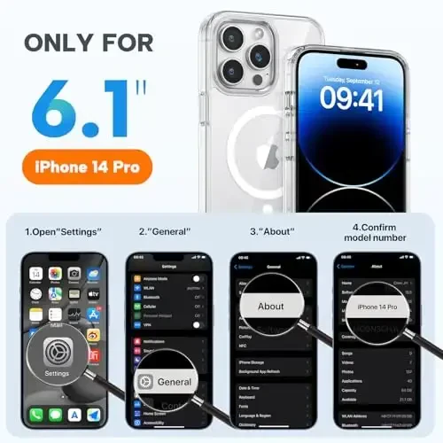 Miracase Magnetic for iPhone 14 Pro Case with Screen Protector, Compatible with MagSafe Accessories [Not-Yellowing], Shockproof Slim Phone Case for iPhone 14 Pro, Clear Magnetic - 6