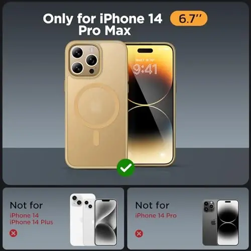 Miracase Magnetic for iPhone 14 Pro Max Case 6.7 inch (MagSafe bilan mos keladi) (2X ekran himoyachilari bilan) Harbiy darajadagi himoya, barmoq izlariga qarshi yarim shaffof mat telefon qopqog'i, och sariq - MIRACASE (1)
