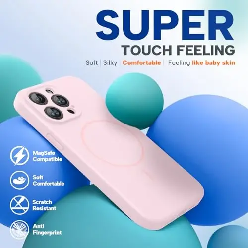 Miracase Magnetic for iPhone 14 Pro Max Case, [Soft Anti-Scratch Microfiber Lining], Compatible with MagSafe, Silicone Shockproof Protection Phone Case for iPhone 14 Pro Max,Sand Pink - 3