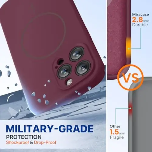 Miracase Magnetic for iPhone 14 Pro Max Case, [Soft Anti-Scratch Microfiber Lining], Compatible with MagSafe, Silicone Shockproof Protection Phone Case for iPhone 14 Pro Max,Wine Red - 3