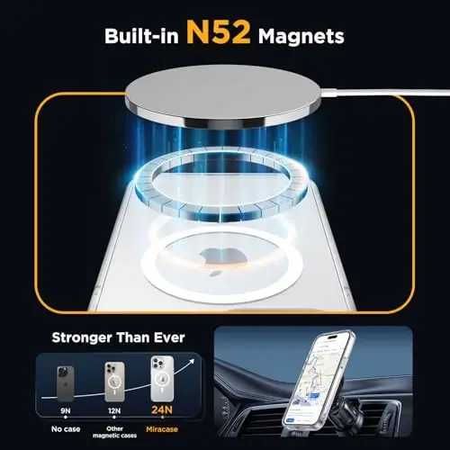 Miracase Magnetic for iPhone 14 Pro Max Case with Screen Protector, Compatible with MagSafe Accessories [Not-Yellowing], Shockproof Slim Phone Case for iPhone 14 Pro Max, Clear Magnetic - MIRACASE (1)