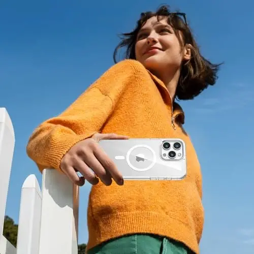 Miracase Magnetic for iPhone 14 Pro Max Case with Screen Protector, Compatible with MagSafe Accessories [Not-Yellowing], Shockproof Slim Phone Case for iPhone 14 Pro Max, Clear Magnetic - 4