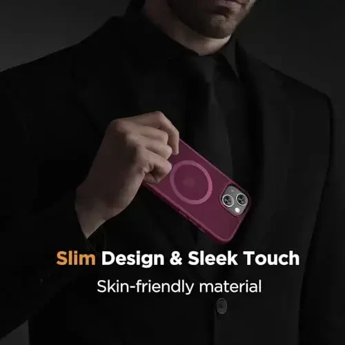 Miracase Magnetic for iPhone 15 Case (Compatible with MagSafe)（with 2X Screen Protectors） Military-Grade Protection, Anti-Fingerprint Translucent Matte Phone Cover for iPhone 15 6.1 inch, Wine Red - 7