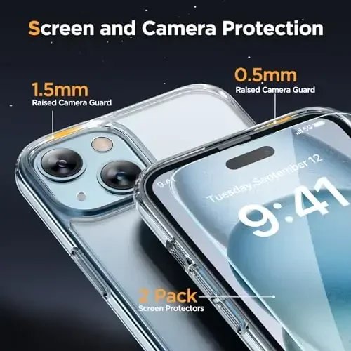 Miracase Magnetic for iPhone 15 Plus Case 6.7 inch (Compatible with MagSafe)(with 2X Screen Protectors) Military-Grade Protection, Anti-Fingerprint Translucent Matte Phone Cover, Clear - 6