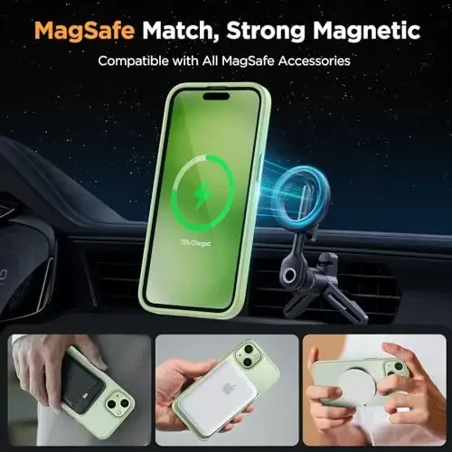 Miracase Magnetic for iPhone 15 Plus Case 6.7 inch (Compatible with MagSafe)(with 2X Screen Protectors) Military-Grade Protection, Anti-Fingerprint Translucent Matte Phone Cover, Light Green - 3