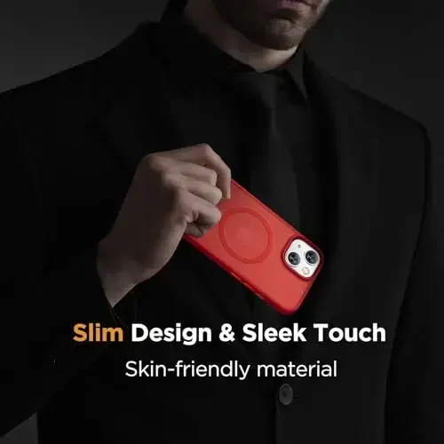 Miracase Magnetic for iPhone 15 Plus Case 6.7 inch (Compatible with MagSafe)(with 2X Screen Protectors) Military-Grade Protection, Anti-Fingerprint Translucent Matte Phone Cover, Red - 6