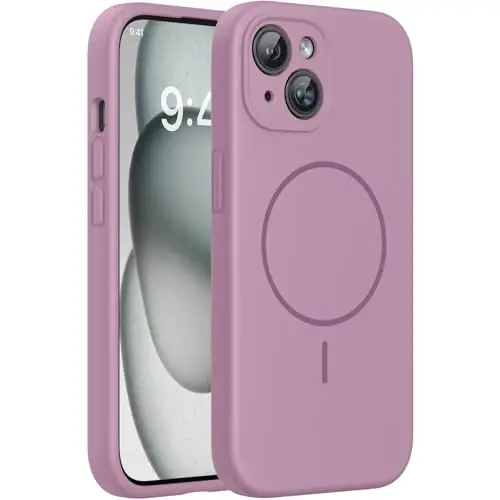 Miracase Magnetic for iPhone 15 Plus Case, [Soft Anti-Scratch Microfiber Lining], Magnetic for MagSafe, Liquid Silicone Shockproof Drop Protection Phone Case for 15 Plus, Blackcurrant - 1