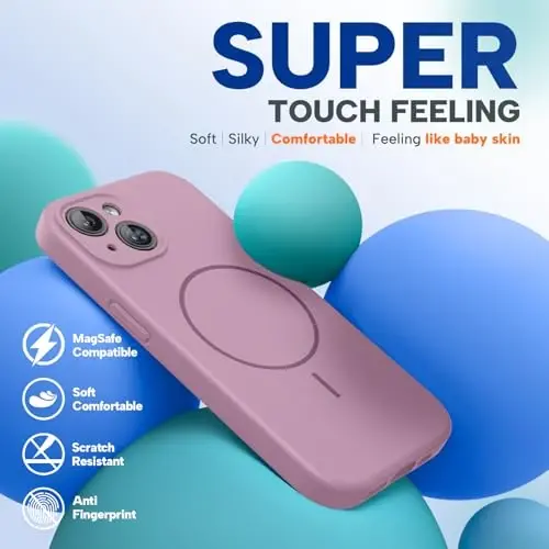 Miracase Magnetic for iPhone 15 Plus Case, [Soft Anti-Scratch Microfiber Lining], Magnetic for MagSafe, Liquid Silicone Shockproof Drop Protection Phone Case for 15 Plus, Blackcurrant - 6